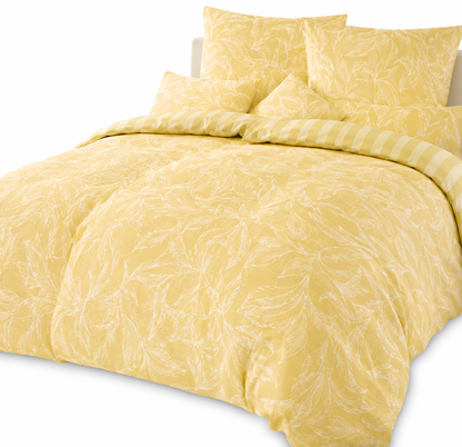 SOFT WAVE Wendebettwäsche 8tlg 135x200 cm Mikrofaser Blätter Streifen B-Ware