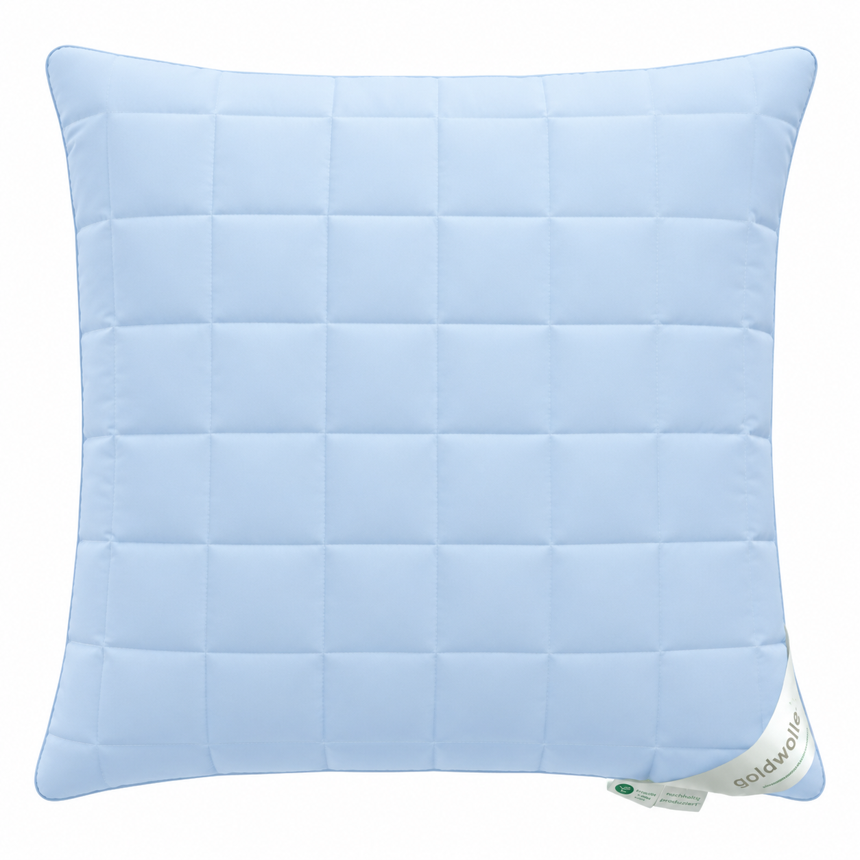 GOLDWOLKE Kissen 80x80 cm Himmelblau Kühlkissen Airmesh Extra Volumen Allergiker