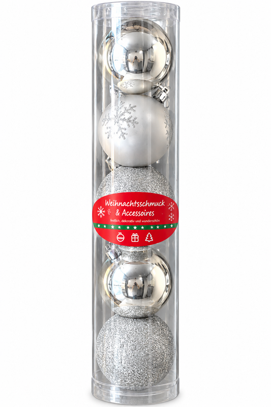 HEITMANN DECO Weihnachtskugeln Silber Weiß Glitzer Christbaumkugeln Set