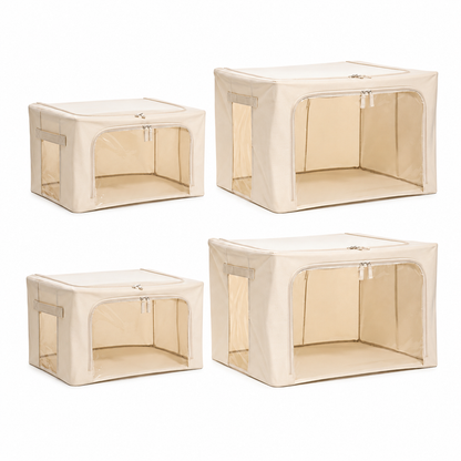 AQURAT Aufbewahrungsboxen mit XL-Sichtfenster – 4-teiliges Set, stapelbar & faltbar