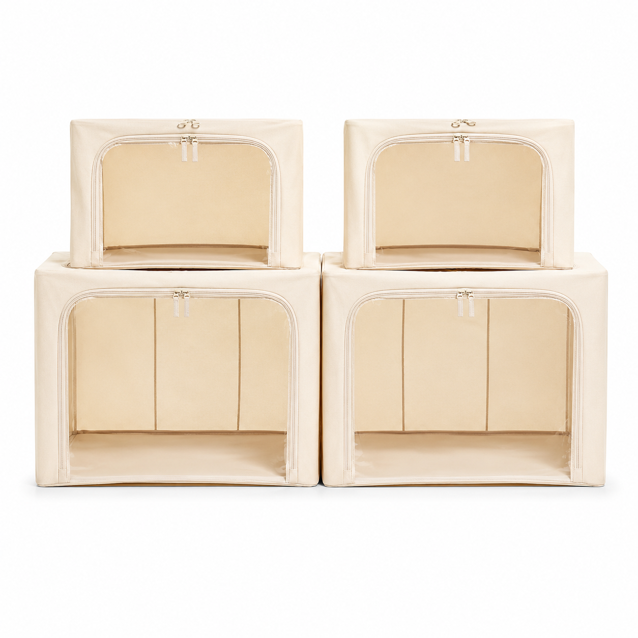 AQURAT Aufbewahrungsboxen mit XL-Sichtfenster – 4-teiliges Set, stapelbar & faltbar