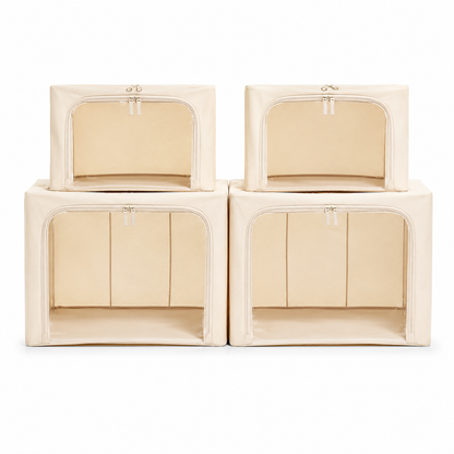 AQURAT Aufbewahrungsboxen mit XL-Sichtfenster – 4-teiliges Set, stapelbar & faltbar