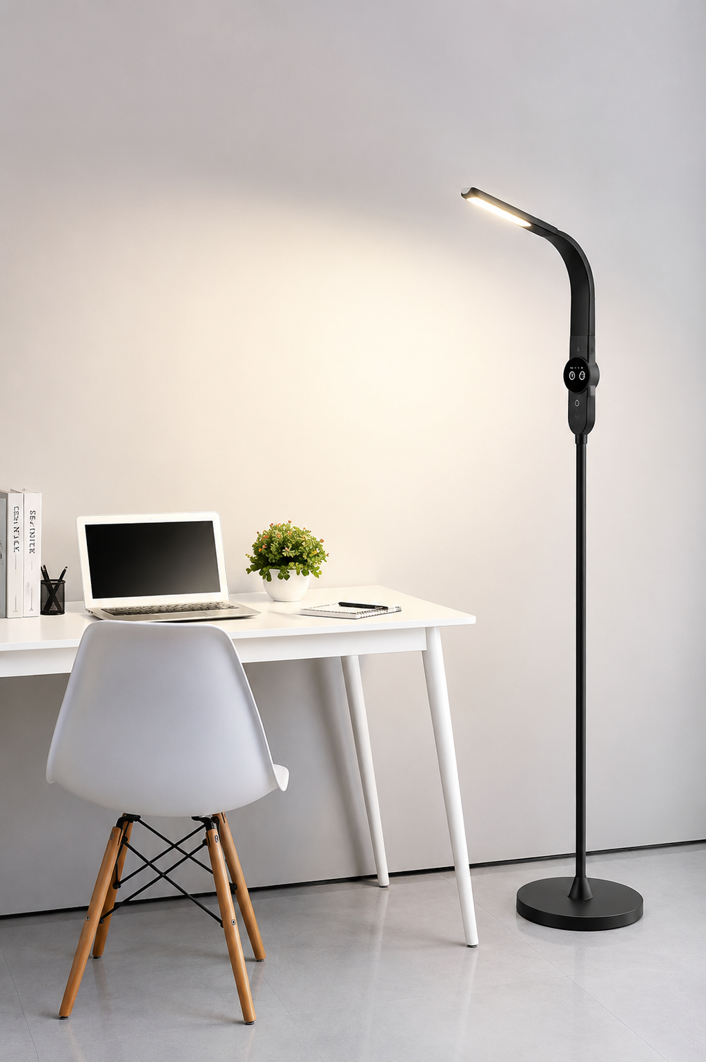 LED-Stehleuchte mit Uhr-Display 3 Lichtfarben stufenlos dimmbar inkl. Fernbedienung