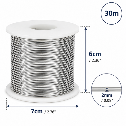 30m Aluminiumdraht 2mm Silber Basteldraht Schmuckdraht Aludraht 12 Gauge