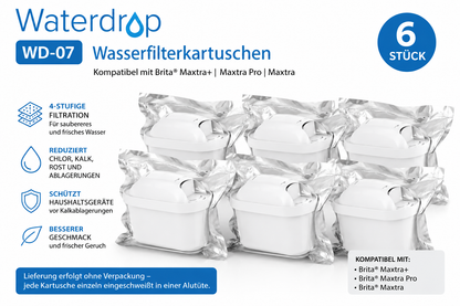 Waterdrop WD-07 Wasserfilter 3, 6, 9, 12 Stück kompatibel Brita Maxtra+ Maxtra Pro