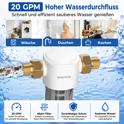Waterdrop WD-PF01 Sedimentfilter Vorfilter Wasserfilter 40µm 1 Zoll 3/4 Zoll