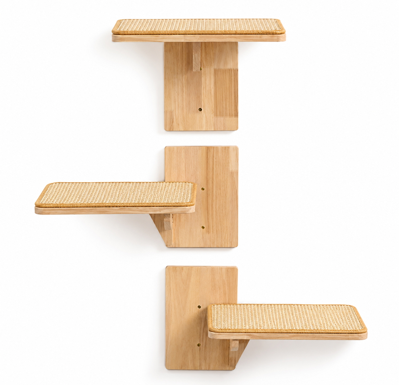 Navaris Katzen Kletterwand - Wandmontierte Katzenleiter mit 3 Plattformen und Sisalmatten - Vielseitige Kletterwand Katzen - Stilvolle Katzentreppe