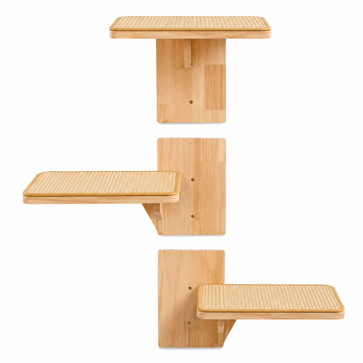 Navaris Katzen Kletterwand - Wandmontierte Katzenleiter mit 3 Plattformen und Sisalmatten - Vielseitige Kletterwand Katzen - Stilvolle Katzentreppe
