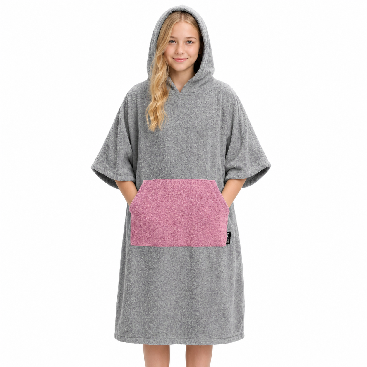 HOMELEVEL Kinder Badeponcho 10-13 Jahre 100% Baumwolle Kapuze Surfponcho