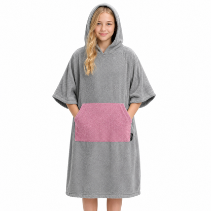 HOMELEVEL Kinder Badeponcho 10-13 Jahre 100% Baumwolle Kapuze Surfponcho