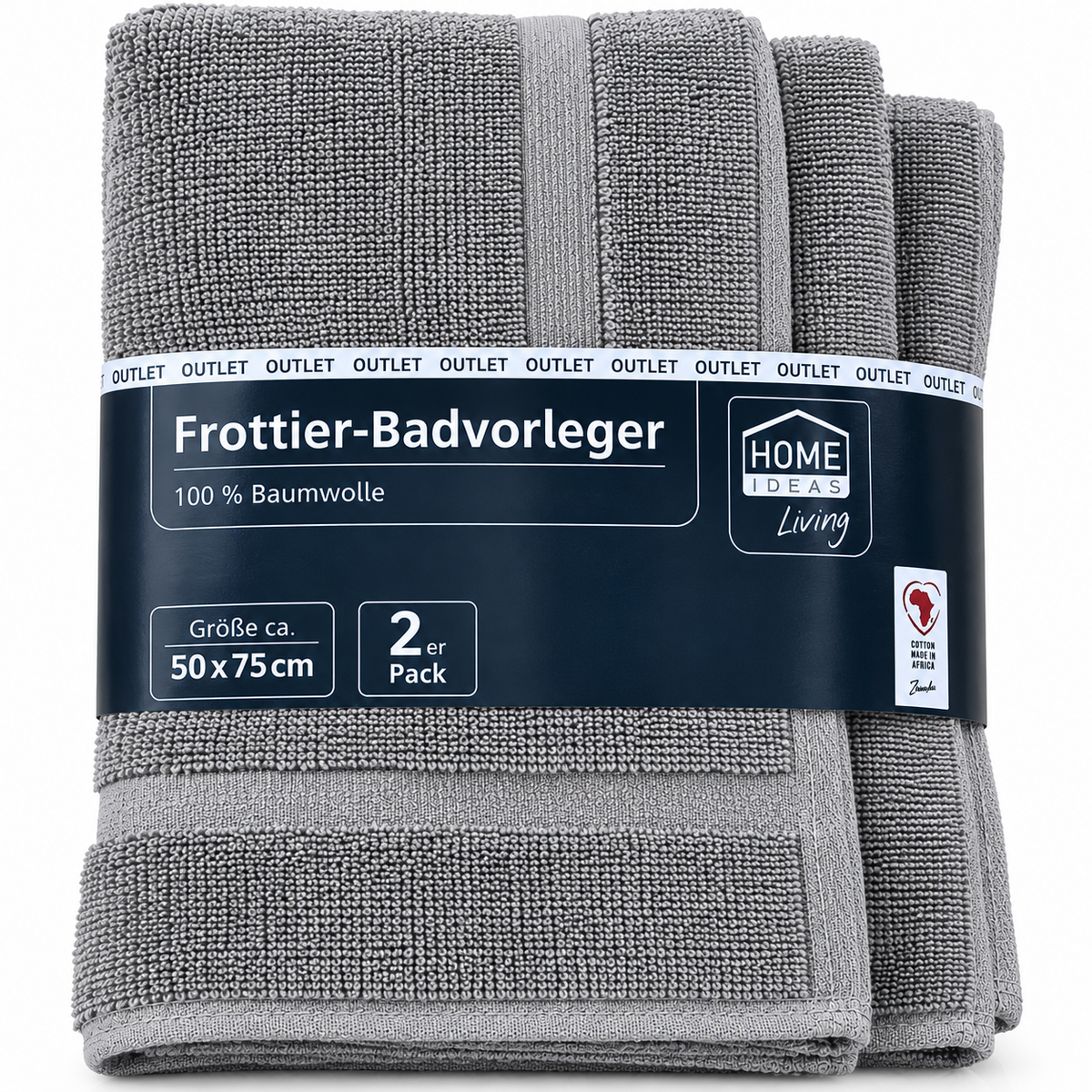 HOME IDEAS Badvorleger 2er Set 50x75 cm Baumwolle Badematte Badteppich