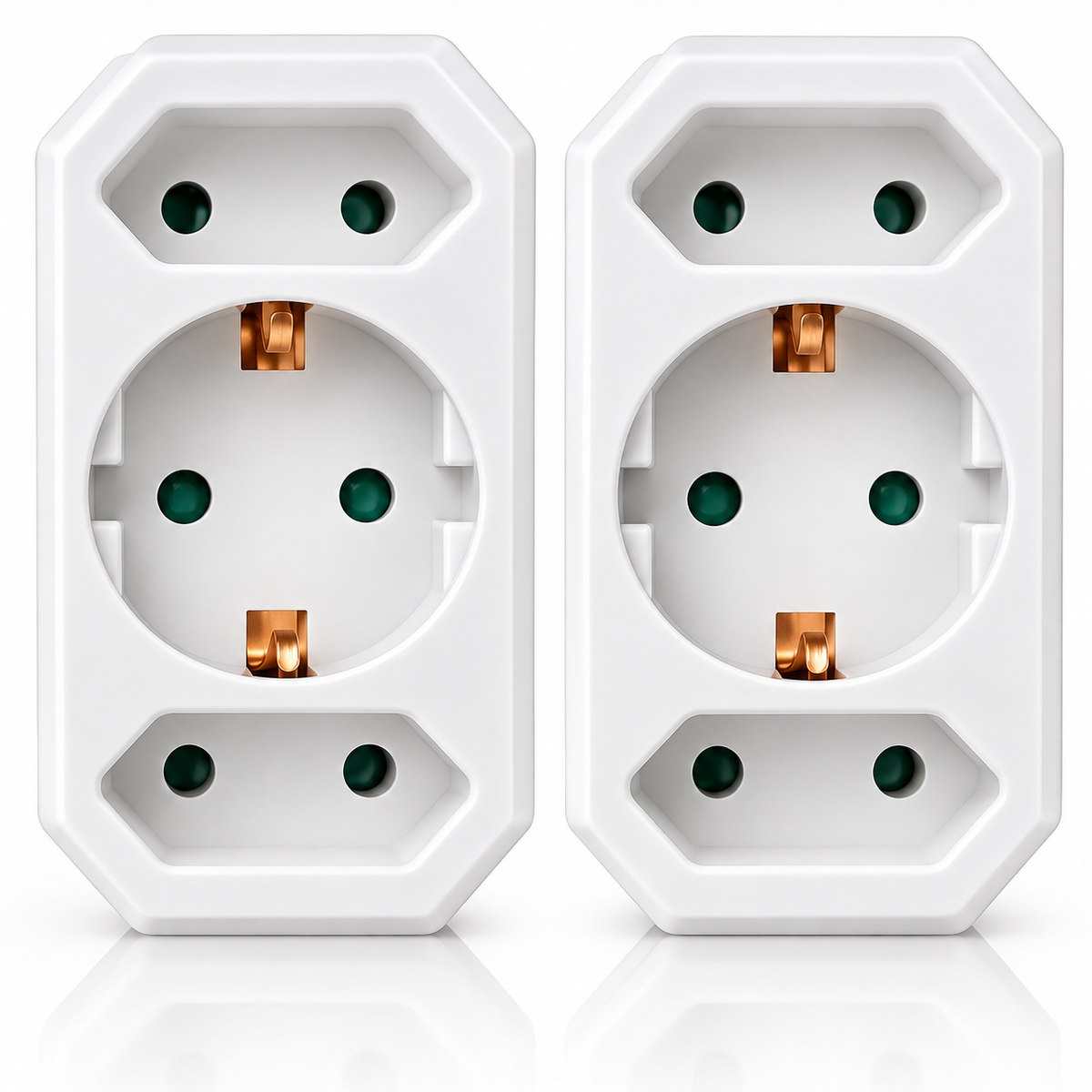 Steckdosenadapter 2 Stück Weiß Schuko Mehrfachstecker 3-fach