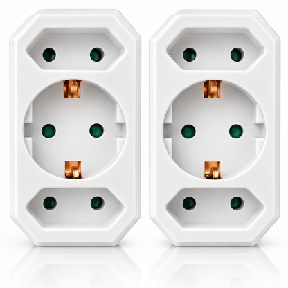 Steckdosenadapter 2 Stück Weiß Schuko Mehrfachstecker 3-fach
