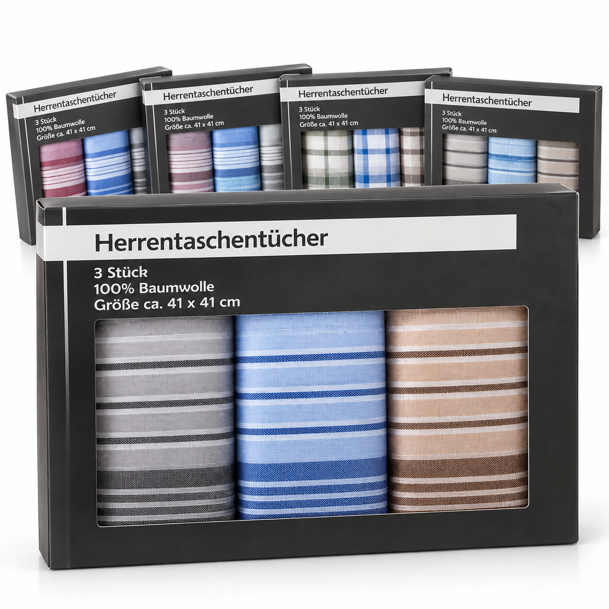 Herrentaschentücher 3er Set 100% Baumwolle 41x41 cm Stofftaschentücher Herren