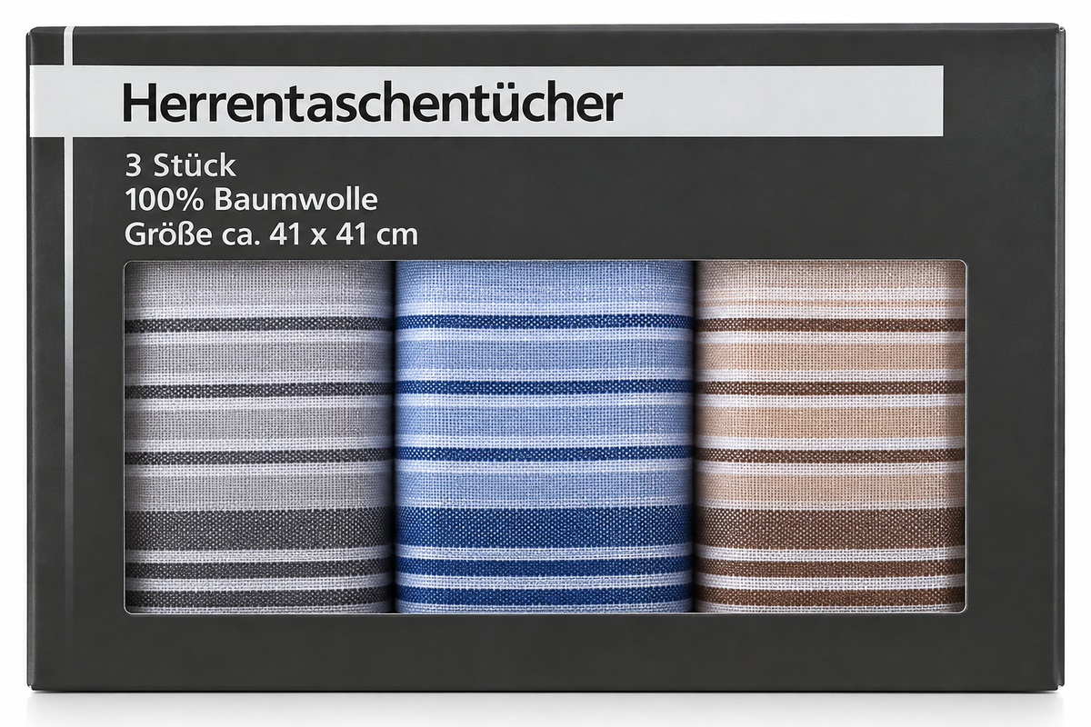 Herrentaschentücher 3er Set 100% Baumwolle 41x41 cm Stofftaschentücher Herren