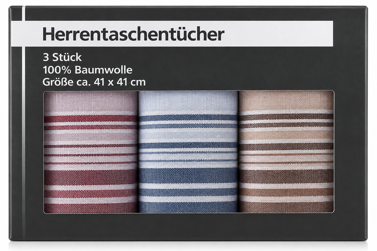Herrentaschentücher 3er Set 100% Baumwolle 41x41 cm Stofftaschentücher Herren