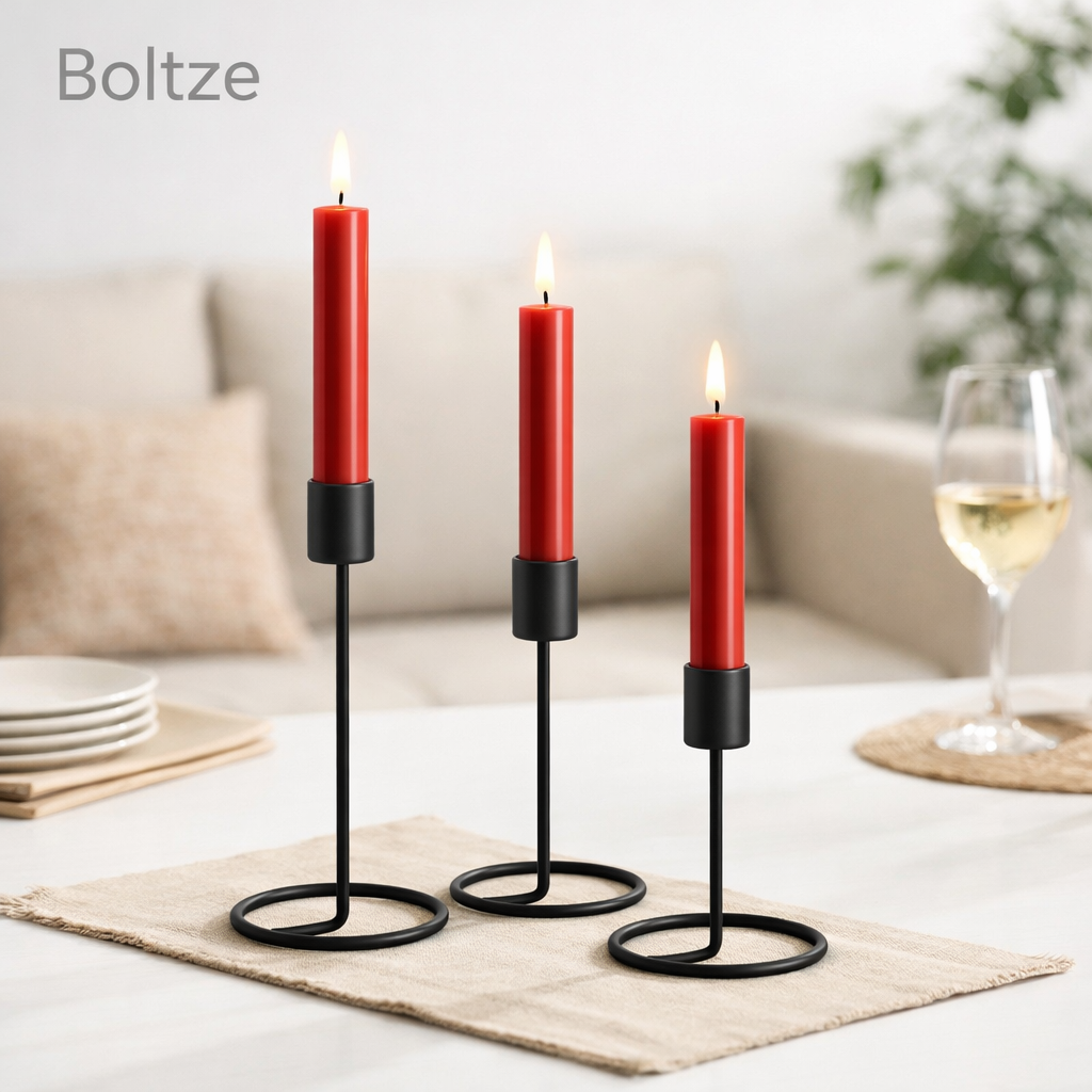 3x Vintage Stabkerzen Kerzenständer 3er Set Metall Kerzenhalter für Stabkerzen
