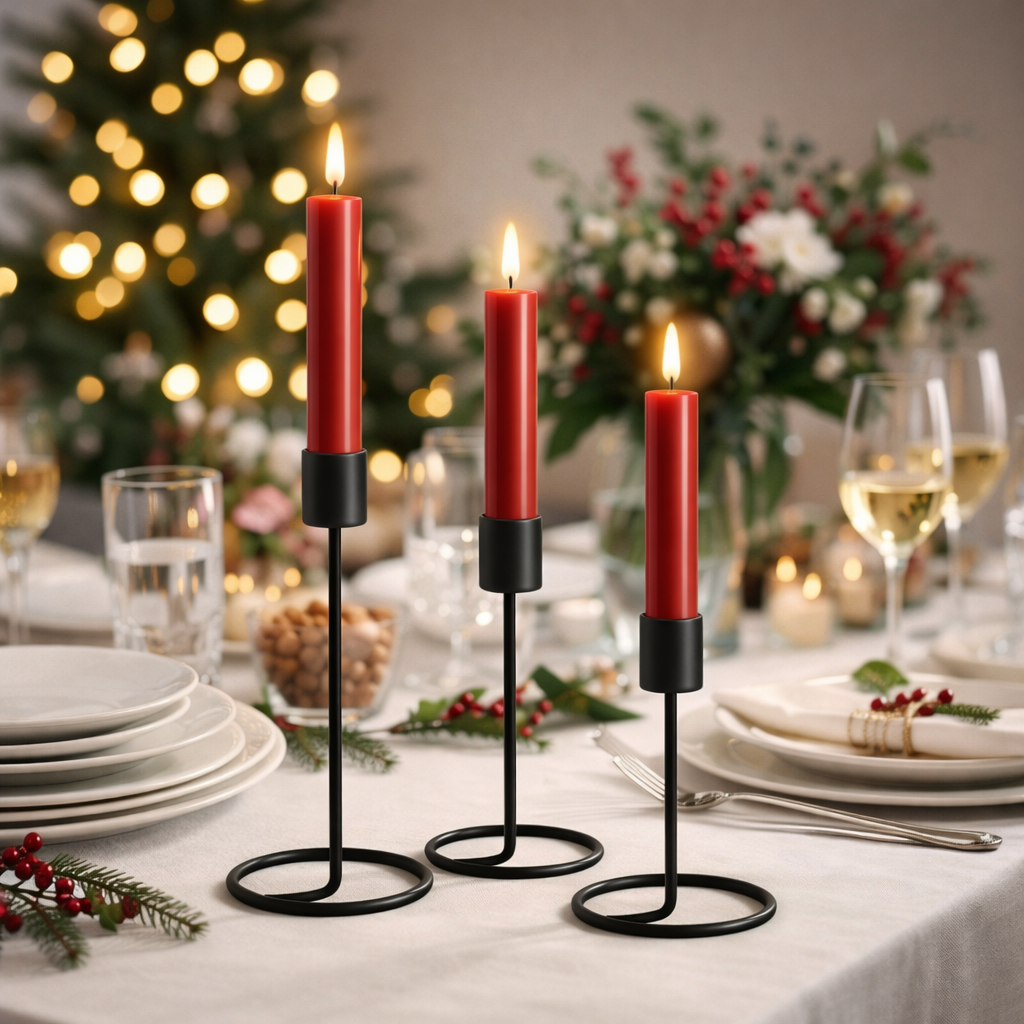 3x Vintage Stabkerzen Kerzenständer 3er Set Metall Kerzenhalter für Stabkerzen