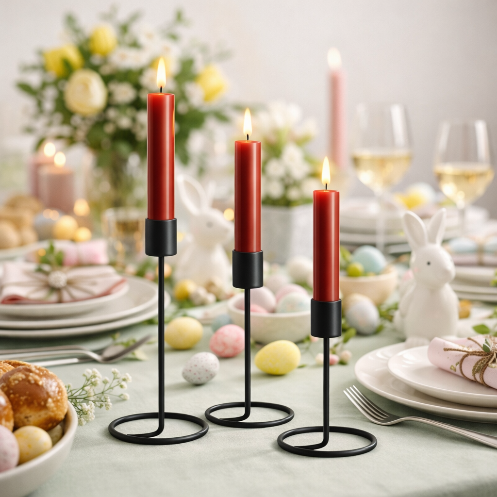 3x Vintage Stabkerzen Kerzenständer 3er Set Metall Kerzenhalter für Stabkerzen