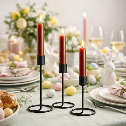 3x Vintage Stabkerzen Kerzenständer 3er Set Metall Kerzenhalter für Stabkerzen