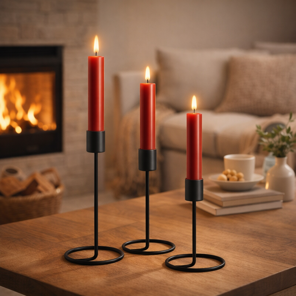 3x Vintage Stabkerzen Kerzenständer 3er Set Metall Kerzenhalter für Stabkerzen