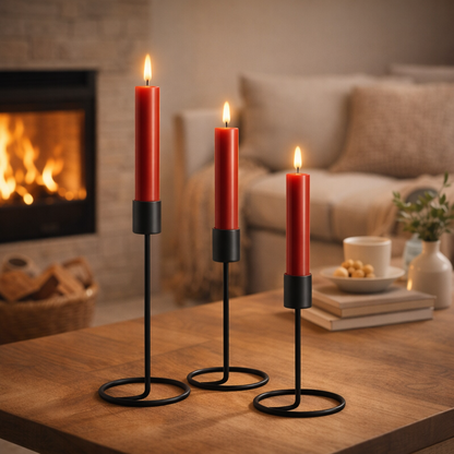 3x Vintage Stabkerzen Kerzenständer 3er Set Metall Kerzenhalter für Stabkerzen