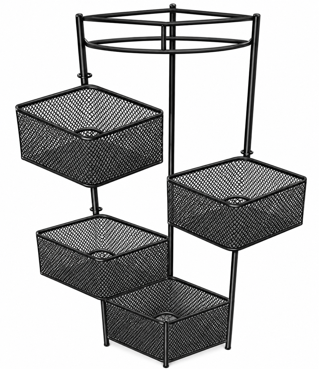 Bellevous 4-stufiges Drehregal – 360° Storage Rack platzsparend Schwarz