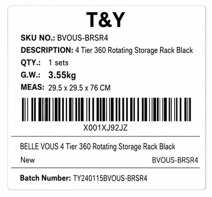 Bellevous 4-stufiges Drehregal – 360° Storage Rack platzsparend Schwarz