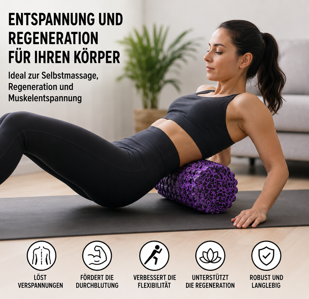 EVEREST FITNESS Faszienrolle 3D Foam Roller Massage Yoga Rücken Wirbelsäule