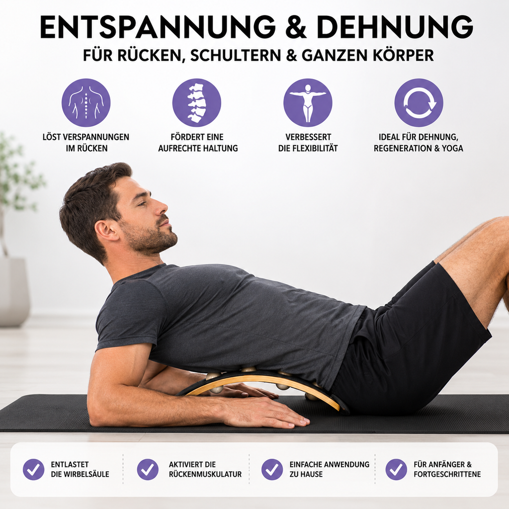 Navaris Rückenstrecker Nackenstrecker aus Holz - Rückendehner Stretcher für Rücken Wirbelsäule Nacken - Rückentrainer inkl. Gebrauchsanweisung