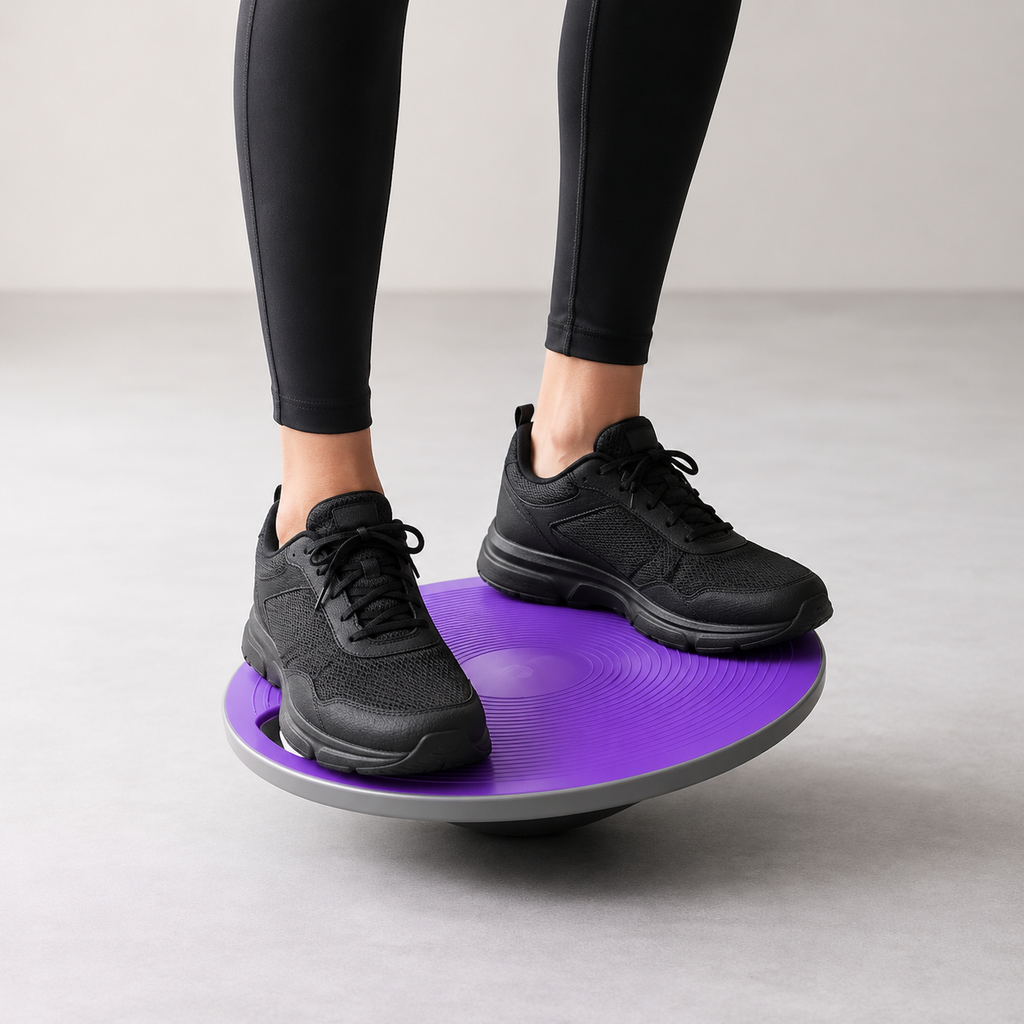 Navaris Balance Board mit Griff - Therapie Kreisel Wackelbrett - Fitness Reha Balance Kraft Training - Sport Board Disc Ø 40cm - Wippbrett