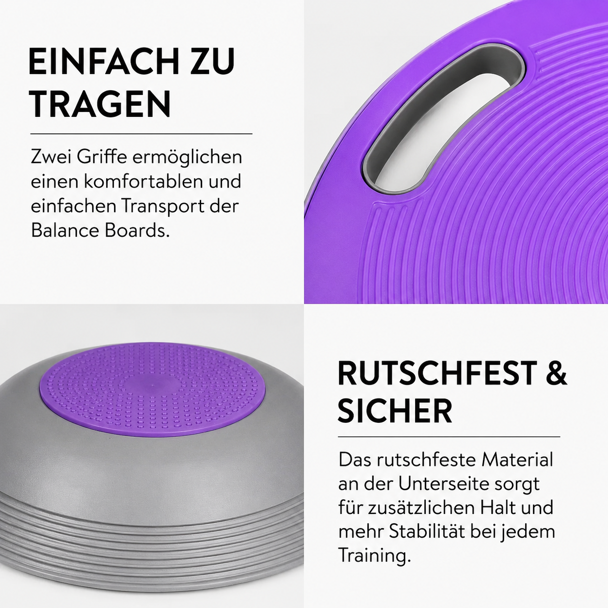 Navaris Balance Board mit Griff - Therapie Kreisel Wackelbrett - Fitness Reha Balance Kraft Training - Sport Board Disc Ø 40cm - Wippbrett