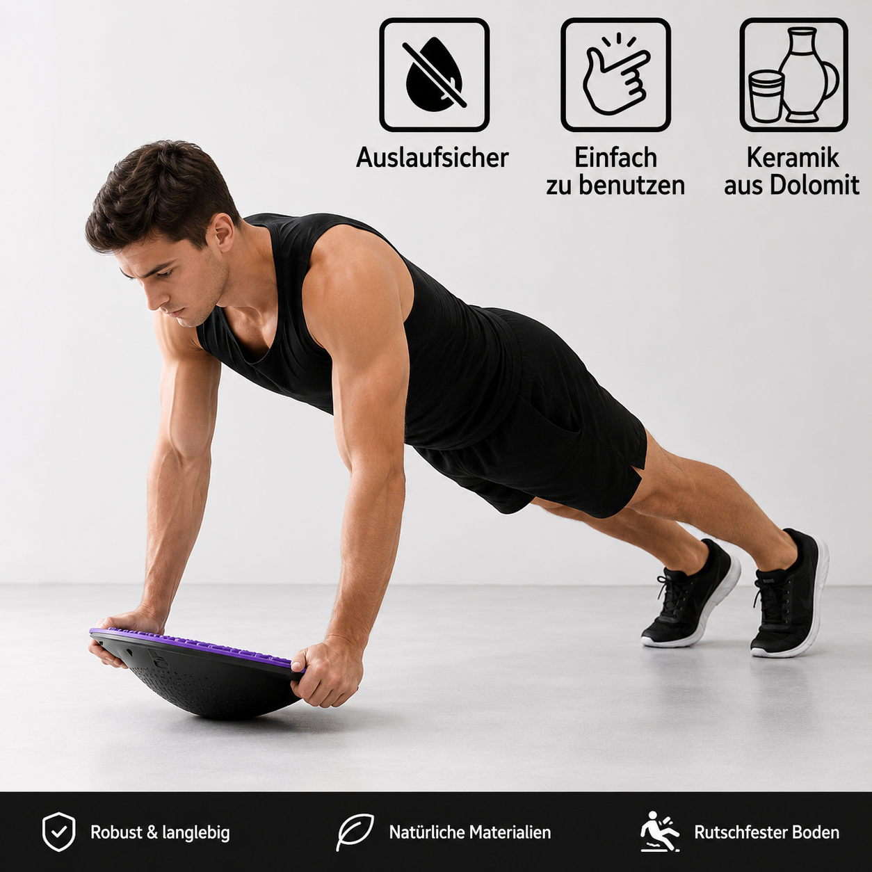 Navaris Balance Board mit Griff - Therapie Kreisel Wackelbrett - Fitness Reha Balance Kraft Training - Sport Board Disc Ø 40cm - Wippbrett