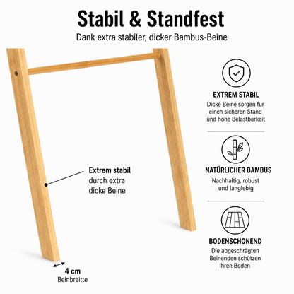 Navaris Handtuchleiter Holz Leiter aus Bambus - Bambusleiter für Handtücher Kleidung Accessoires - robuste Holzleiter für Bad Garderobe Schlafzimmer -