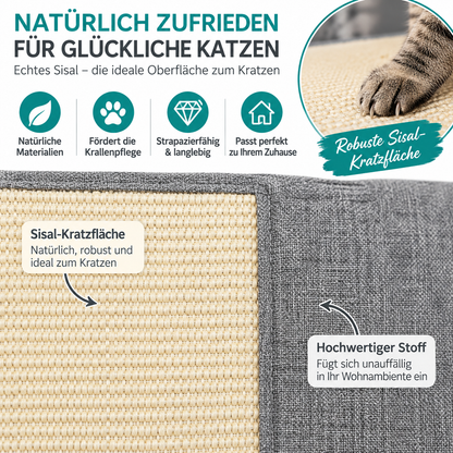 Navaris 2x Katzen Kratzmatte Sofa 130x45cm Sisal Kratzschutz Kratzteppich Grau