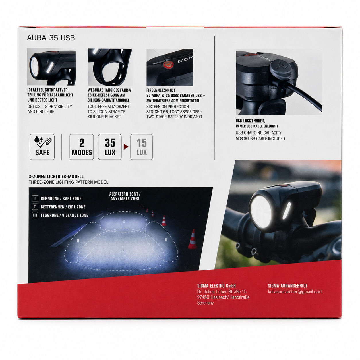 SIGMA AURA 35 USB LED Fahrrad Frontlicht 35 Lux StVZO Akku 12h Scheinwerfer