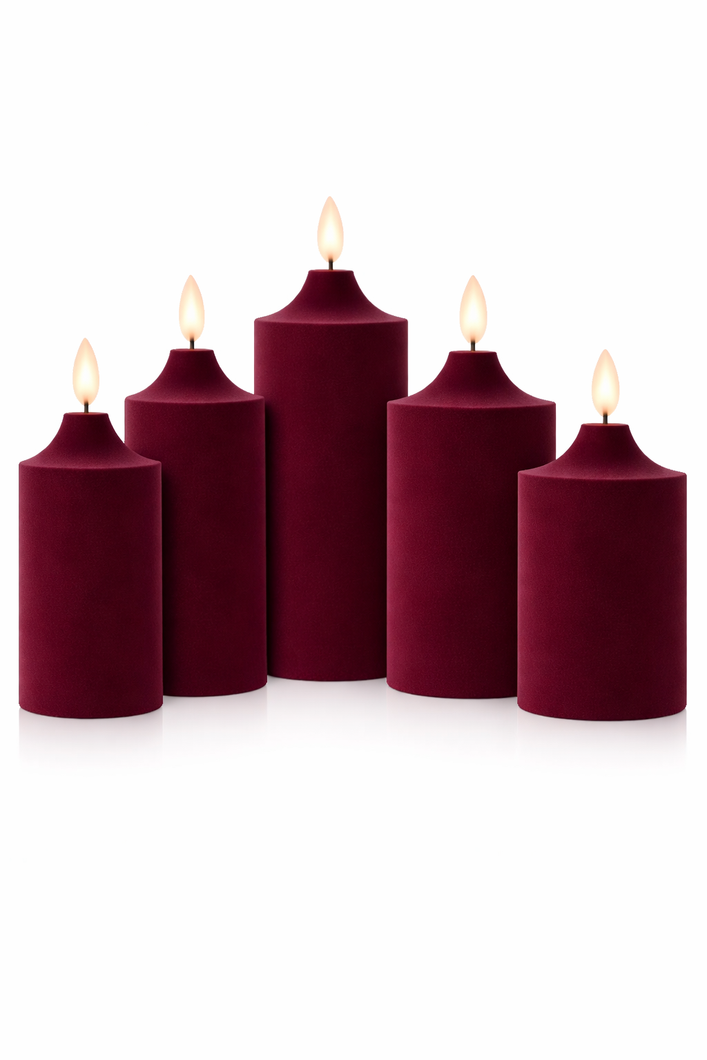 ELAMBIA LED Echtwachskerzen 5er Set Timer Realistische Flamme Samt Batterien