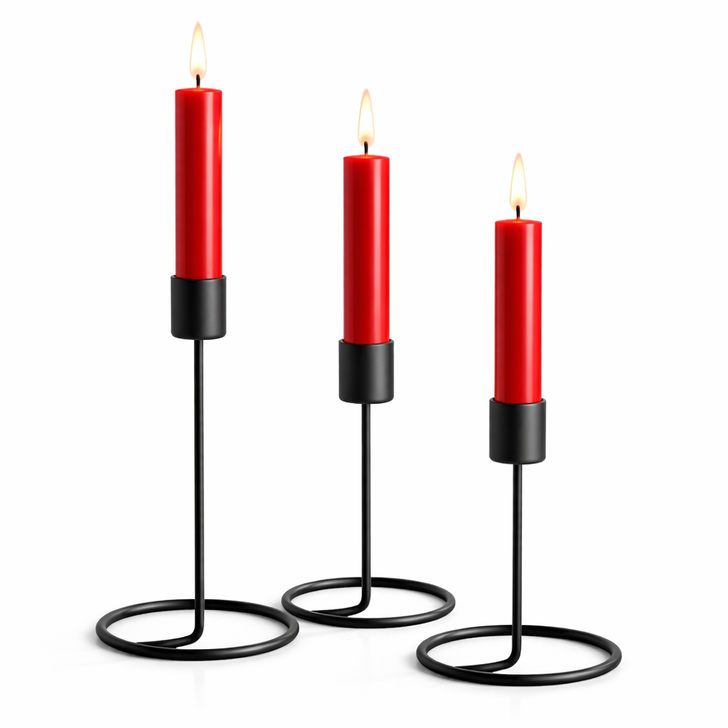3x Vintage Stabkerzen Kerzenständer 3er Set Metall Kerzenhalter für Stabkerzen