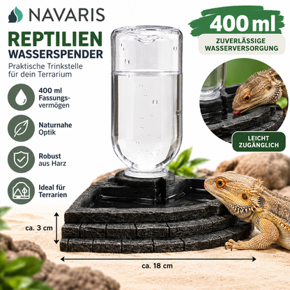 Navaris Reptilien Wasserspender 400ml Terrarium Trinkstelle Wassernapf Harz
