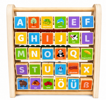 Navaris Lernspielzeug Zahlen Farben - Rechenschieber und Alphabet Abakus für Kinder ab 1 Jahr - Bunte Rechenhilfe und Lernen von Buchstaben -