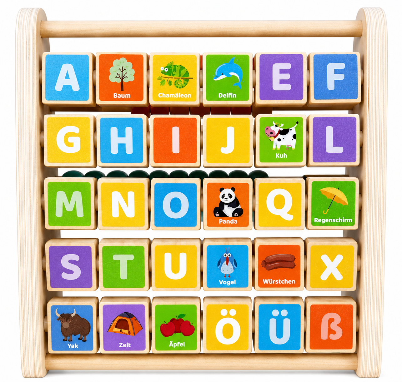 Navaris Lernspielzeug Zahlen Farben - Rechenschieber und Alphabet Abakus für Kinder ab 1 Jahr - Bunte Rechenhilfe und Lernen von Buchstaben -