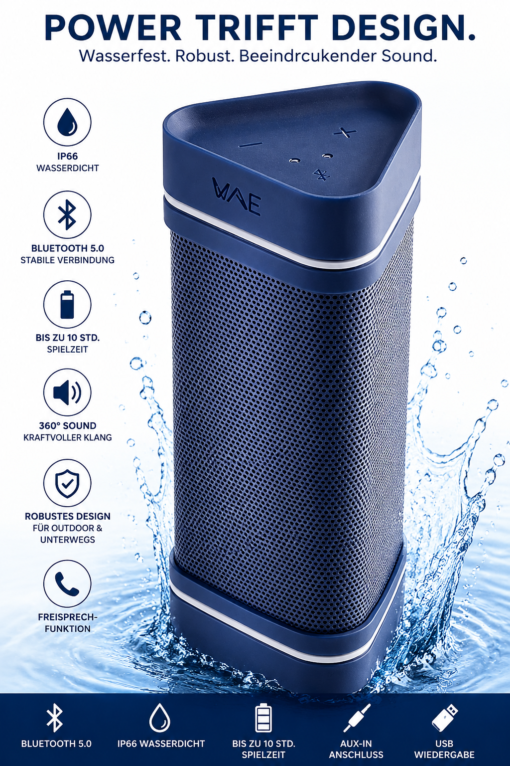 Hercules WAE Outdoor 04Plus Bluetooth Lautsprecher IP66 Outdoor Speaker