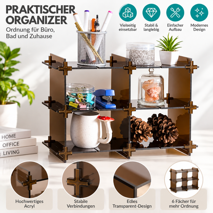 Navaris Kosmetik Organizer Acryl Regal verstellbar Braun 45x14x30 cm Bad Make-up