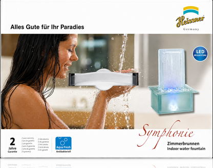 Heissner Symphonie Zimmerbrunnen LED Glas 12V Indoor Dekobrunnen Feng Shui