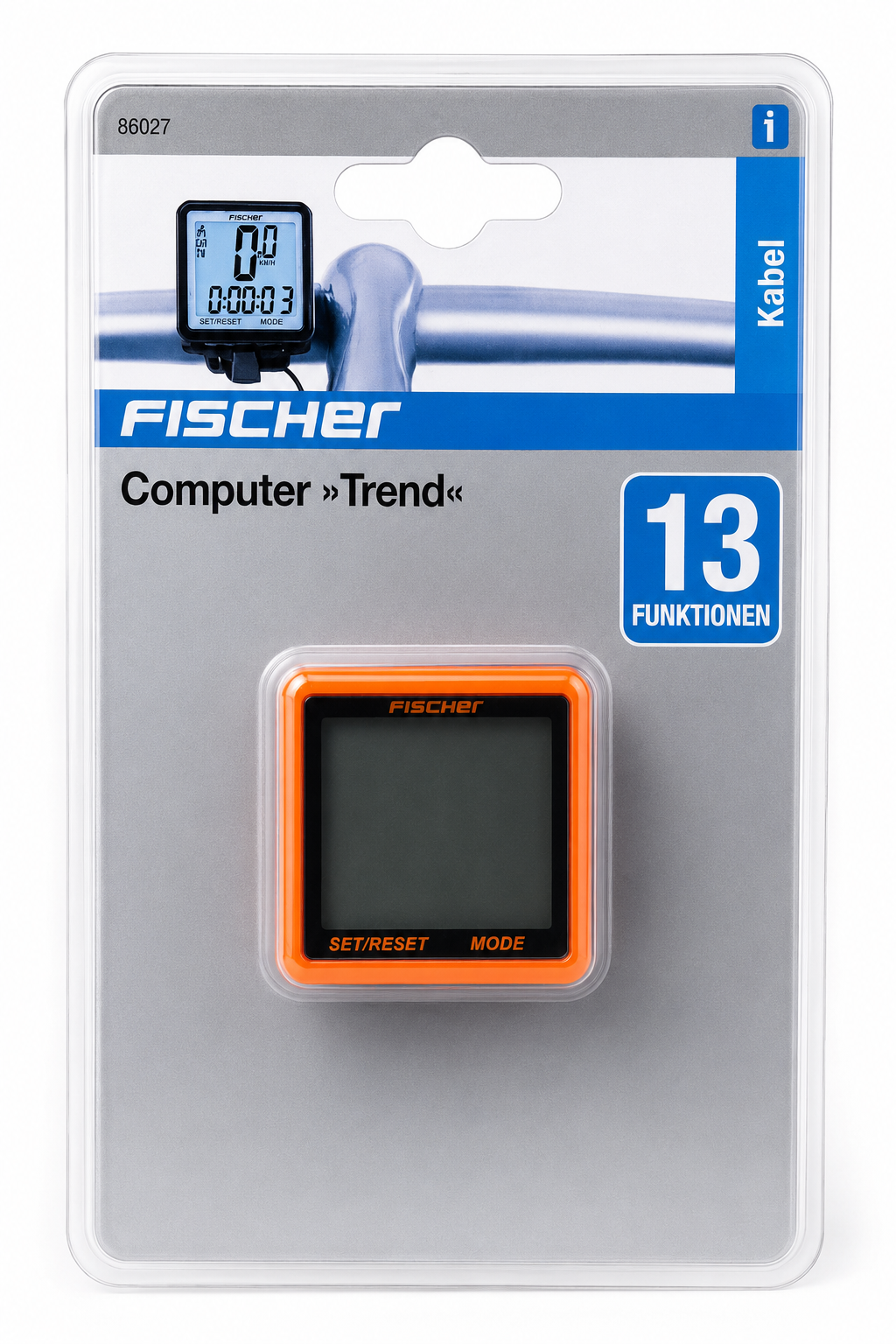 FISCHER Fahrradcomputer Trend Color 13 Funktionen Fahrradtacho Orange Weiß Grün