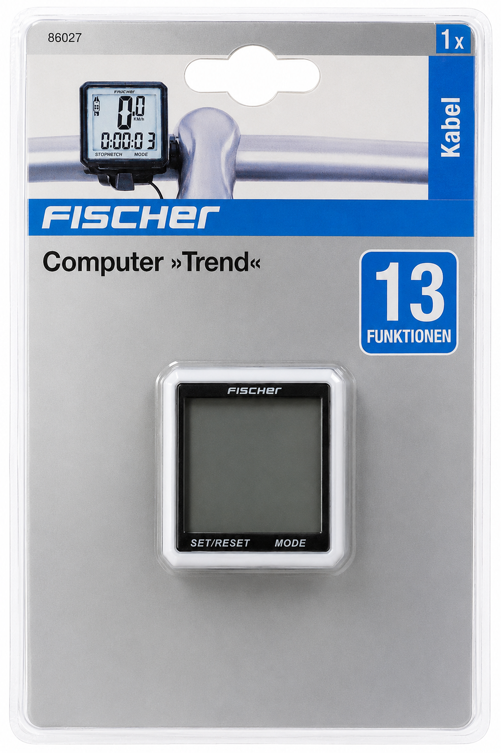 FISCHER Fahrradcomputer Trend Color 13 Funktionen Fahrradtacho Orange Weiß Grün
