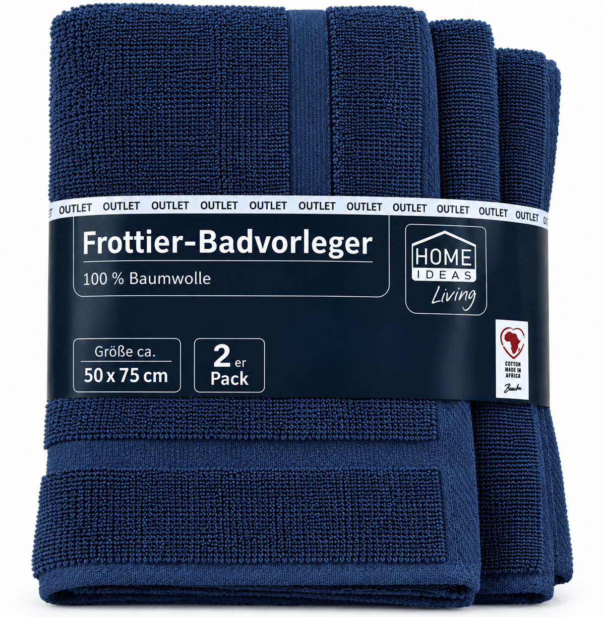 HOME IDEAS Badvorleger 2er Set 50x75 cm Baumwolle Badematte Badteppich