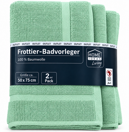 HOME IDEAS Badvorleger 2er Set 50x75 cm Baumwolle Badematte Badteppich