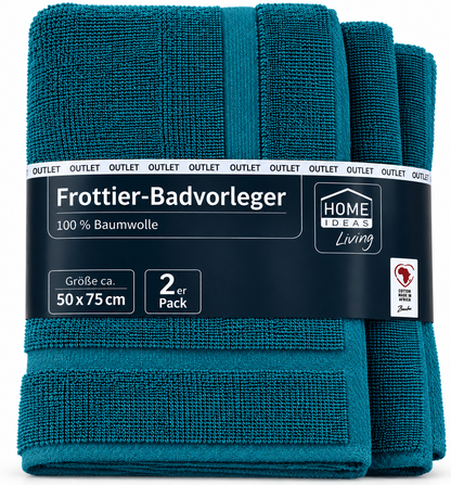 HOME IDEAS Badvorleger 2er Set 50x75 cm Baumwolle Badematte Badteppich