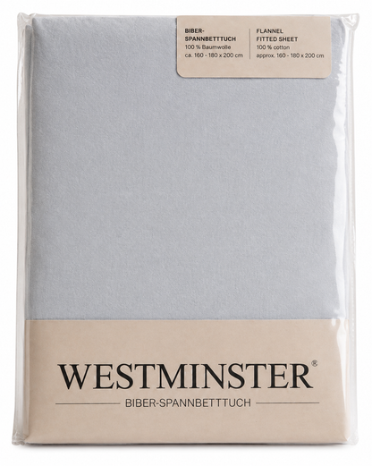 WESTMINSTER Biber Spannbetttuch 140-160x200 cm Weiß 100% Baumwolle